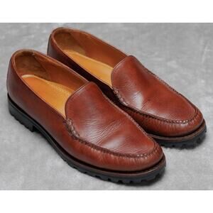 Cole Haan Brown Leather Moc Toe Slip On Lug Sole Menswear Loafers Womens Size 11